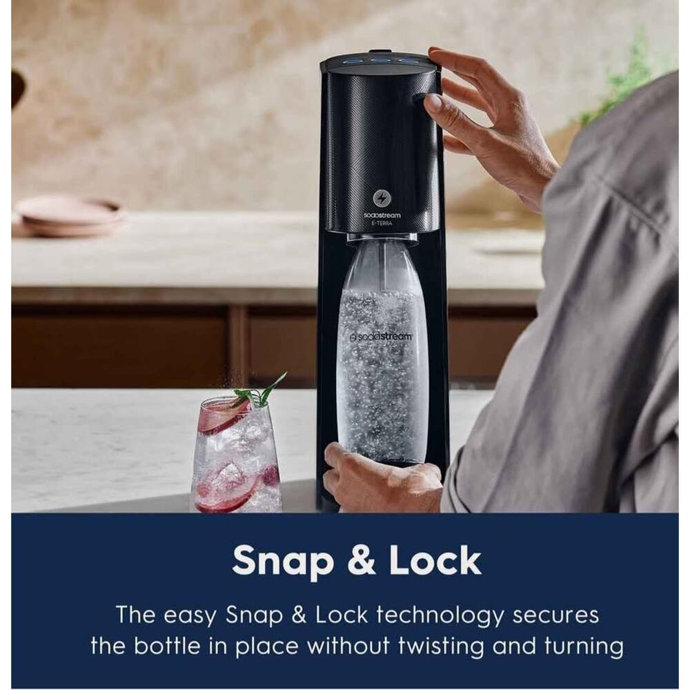 NEW SodaStream E-Terra Sparkling Water Maker Black – Electric Carbonator + CO2 + - Picture 4 of 8